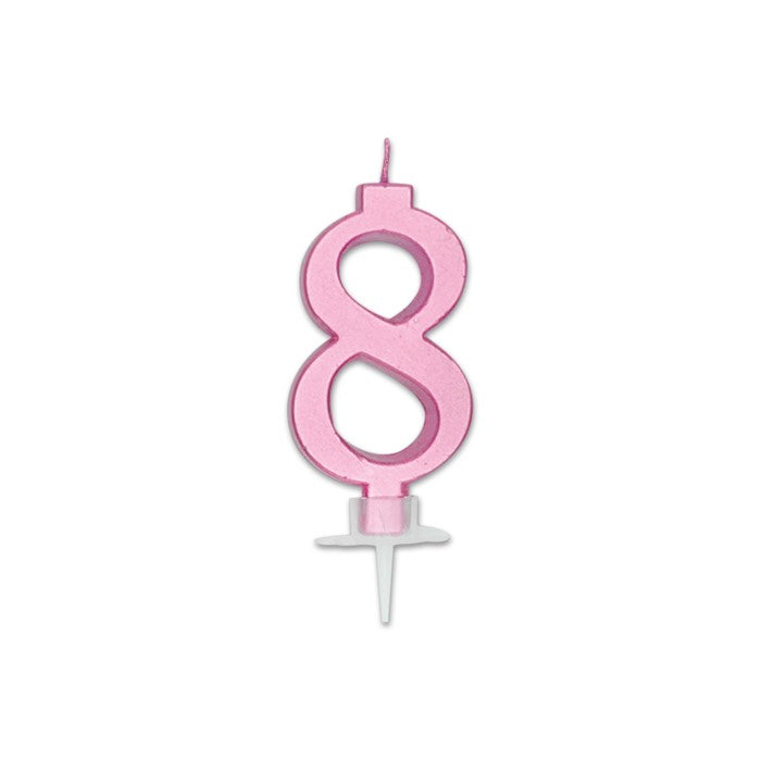 Num. 8 Candle Italic Pink Metal
