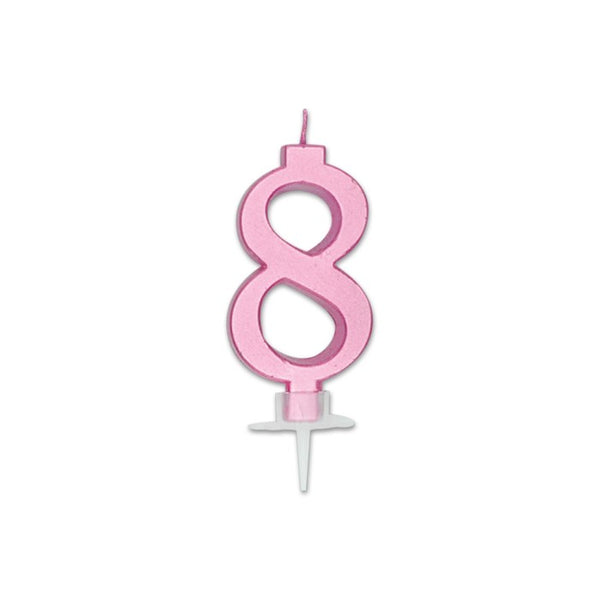 Num. 8 Candle Italic Pink Metal