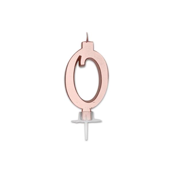 Num. 0 Candle Italic Rose Gold Metal