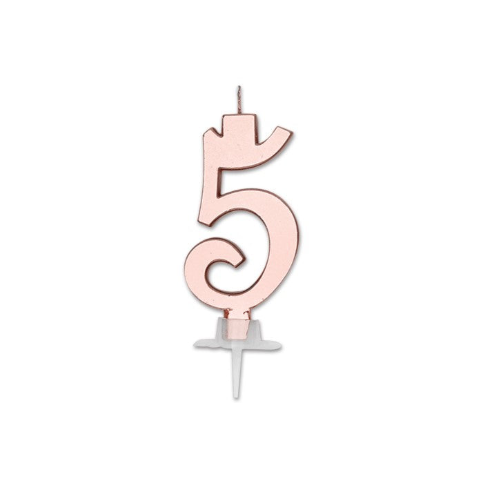 Num. 5 Candle Italic Rose Gold Metal