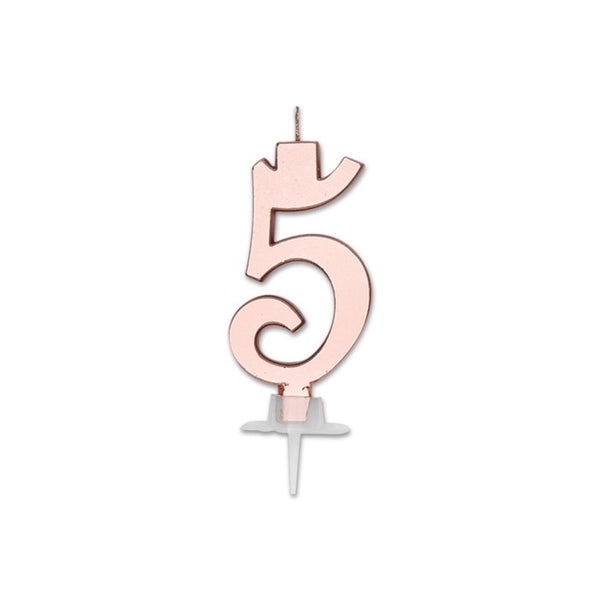 Num. 5 Candle Italic Rose Gold Metal