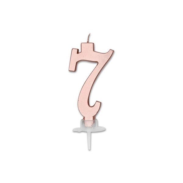 Num. 7 Candle Italic Rose Gold Metal