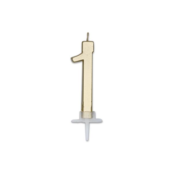 Num. 1 Candle Italic Gold Metal