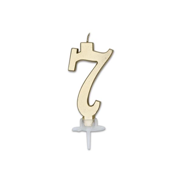 Num. 7 Candle Italic Gold Metal