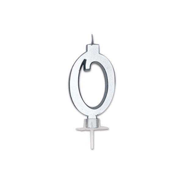 Num. 0 Candle Italic Silver Metal