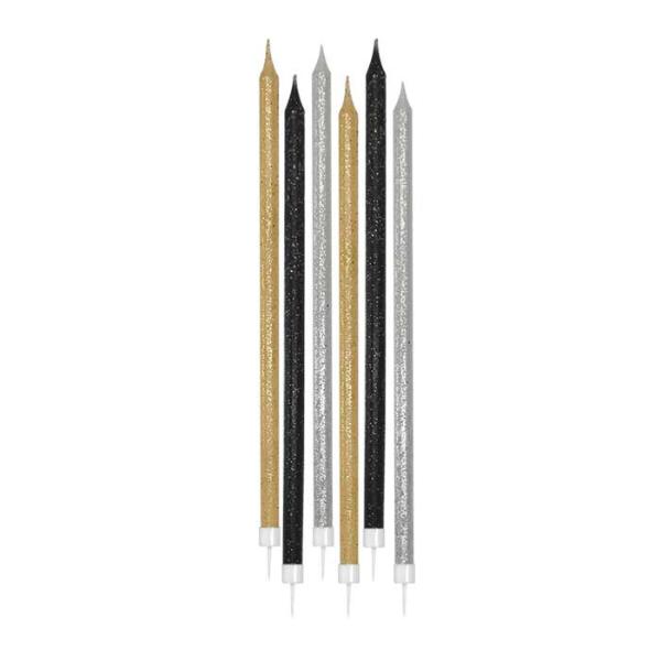 Candles Gold, Silver, Black Glitter Prestige