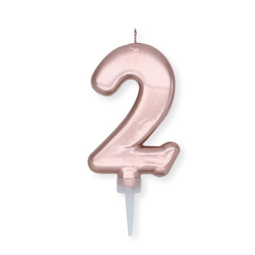 Num. 2 Candle Plump Rose Gold Metal