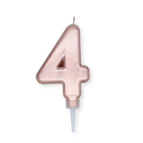 Num. 4 Candle Plump Rose Gold Metal
