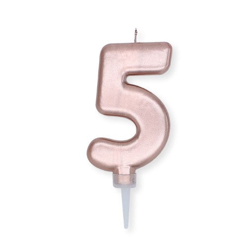 Num. 5 Candle Plump Rose Gold Metal