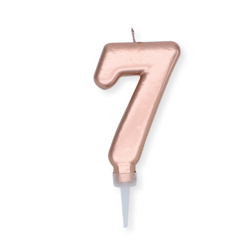 Num. 7 Candle Plump Rose Gold Metal