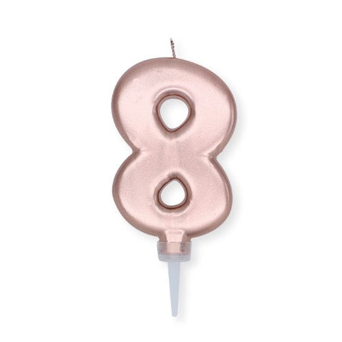 Num. 8 Candle Plump Rose Gold Metal