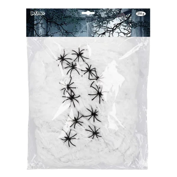 Cobweb 250 g white with 12 spiders