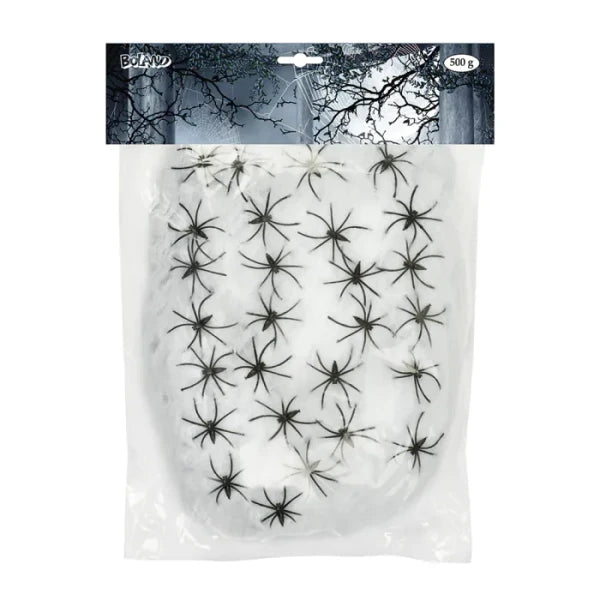 Cobweb 500 g white with 25 spiders
