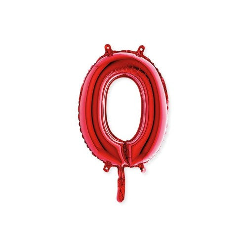 Foil Balloon Number 0 - 14inch - Red