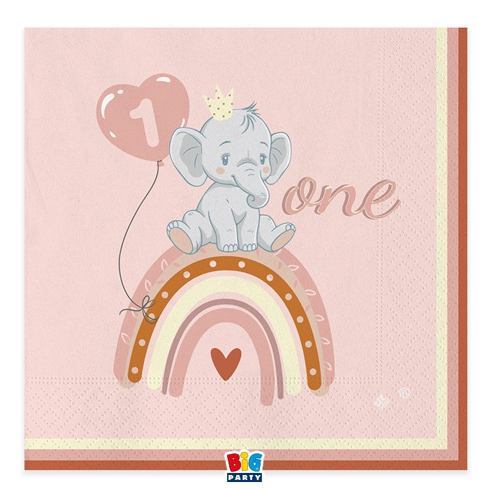 Napkins One Birthday Boho Pink