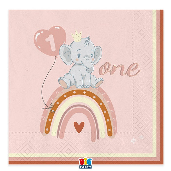 Napkins One Birthday Boho Pink