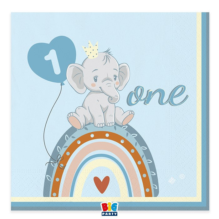 Napkins One Birthday Boho Light Blue