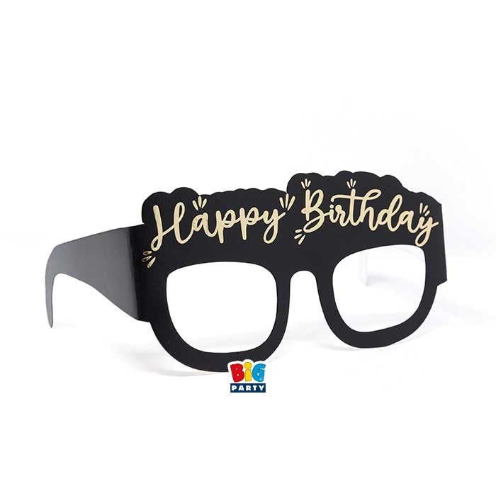 Paper glasses Happy Birthday Gold
