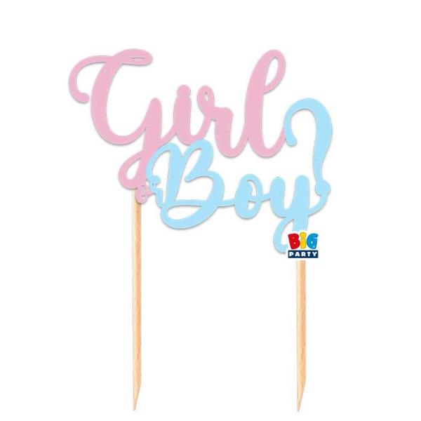 Cake Topper Italic Baby Girl or Boy?