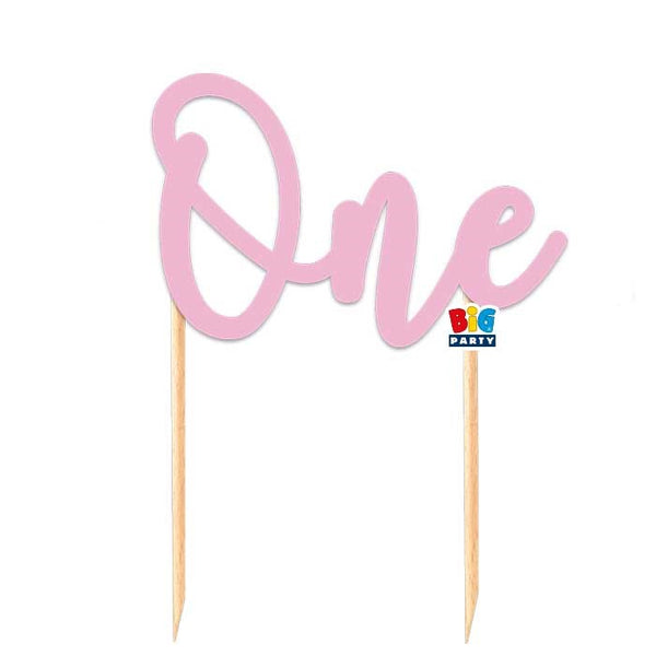 Cake Topper Italic One Pink