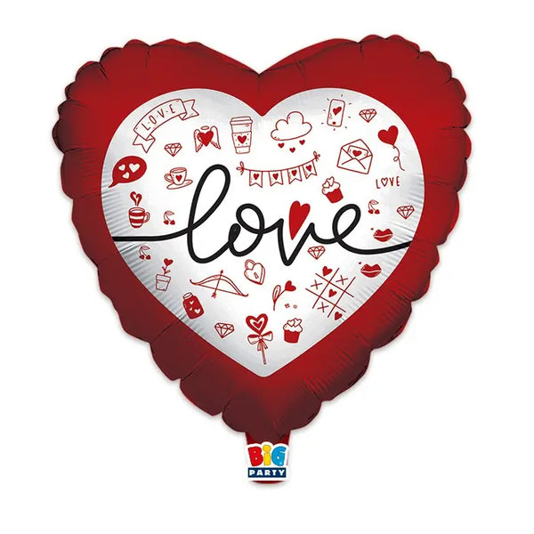 Balloon Heart cm.45 Love Italic