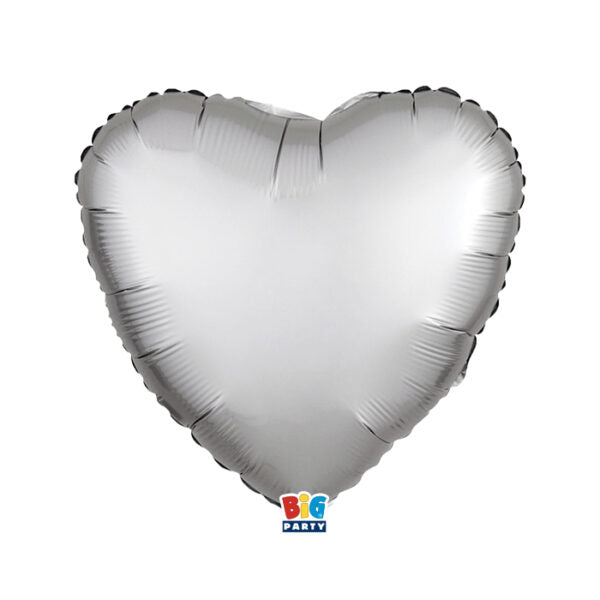 Foil balloon heart  Silver Satin