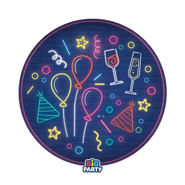 Plates Happy Birthday Neon
