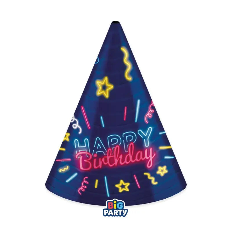 Neon Happy Birthday Hats