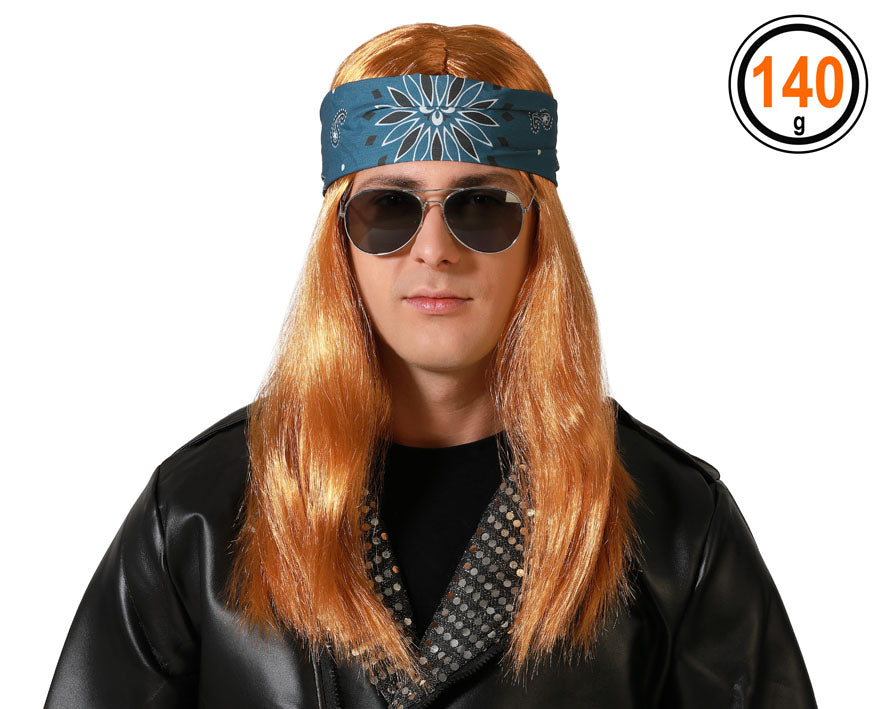 WIG WITH SCARF BIKER BROWN