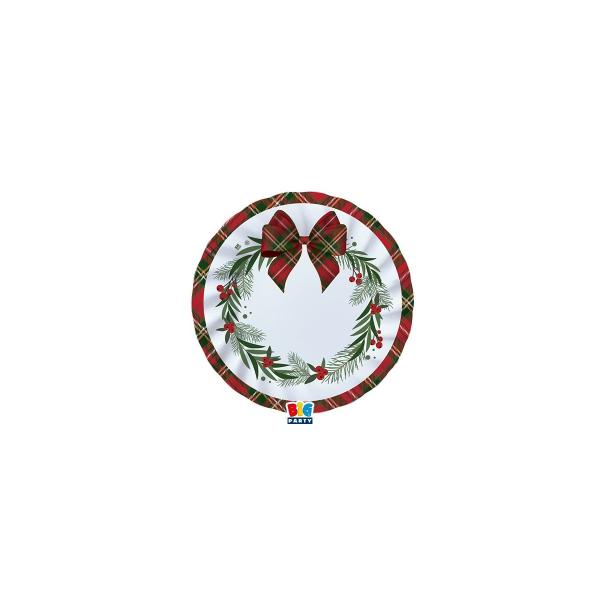 Christmas Red Bow Paper Plates