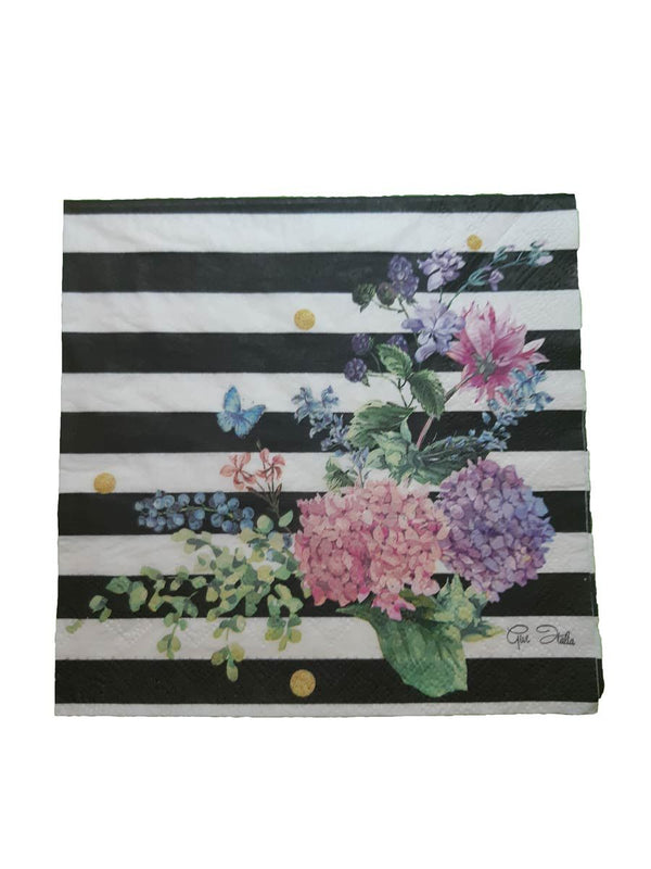 Napkins -black&white with roses