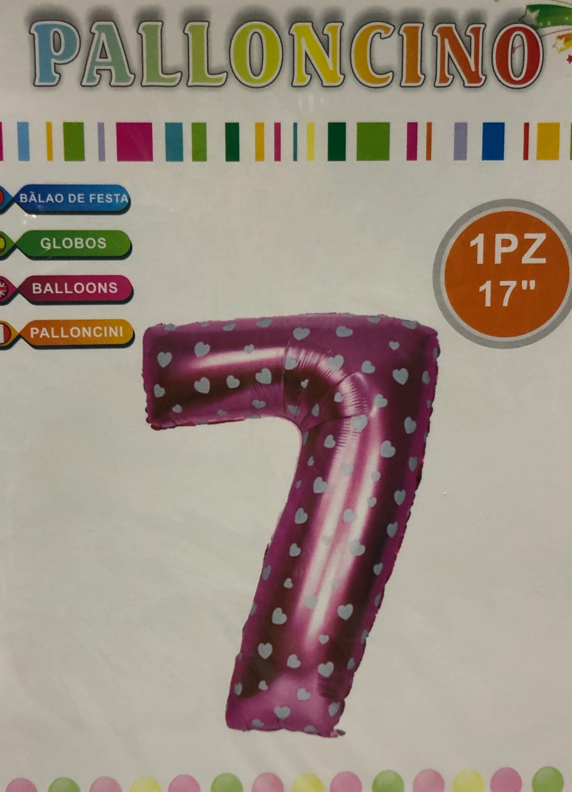 Balloon-Air Filled Pink w/ hearts no 7