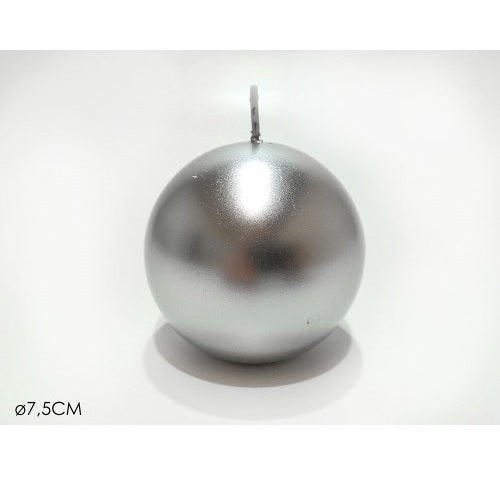 Silver ball shaped candle