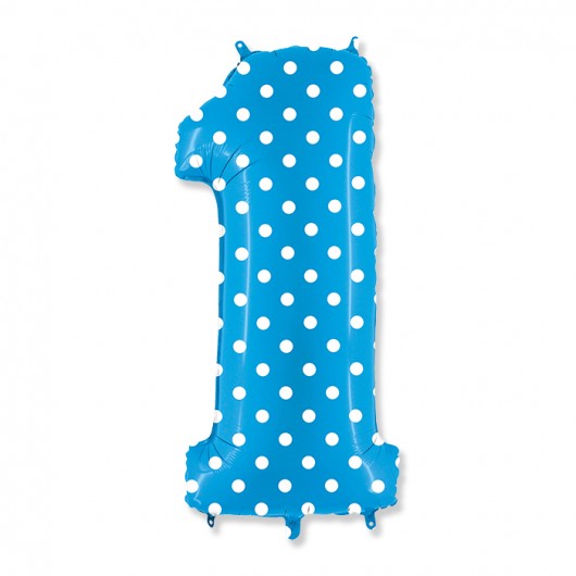 BALLOON 1st Birthday blue no 1 with dots
