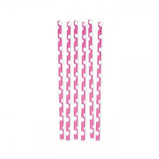 Paper straw polka dot pink