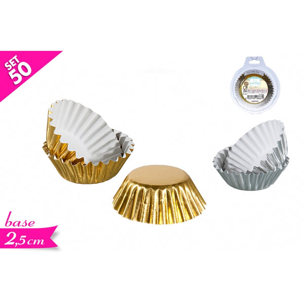 Set 50 Cupcakes Gold/Silv 2Ass