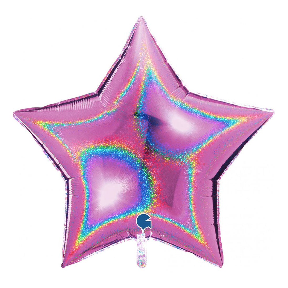 BALLOON Star Glitter Holographic Fuxia