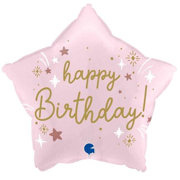 Happy Birthday Light Pink Foil Balloon