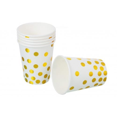 Paper Cups White with Gold