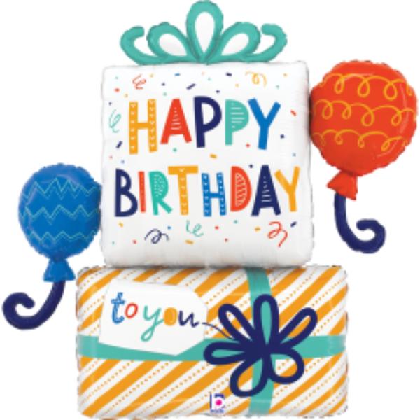 Happy Birthday Cake white and Blue