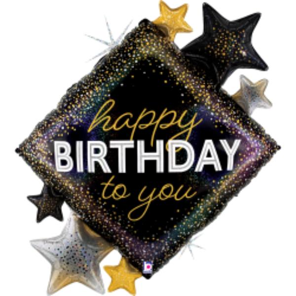 Happy Birthday To You Black with Stars
