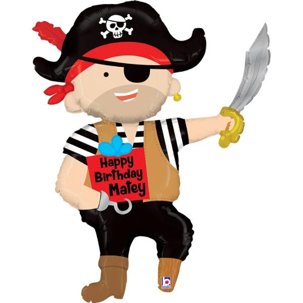 "Happy Birthday Matey Pirate Foil Balloon