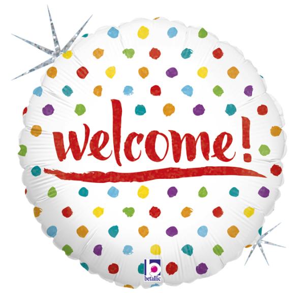 "Welcome" Dots Balloon