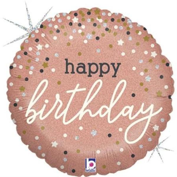 "Happy Birthday" Pink Holografic foil Balloon