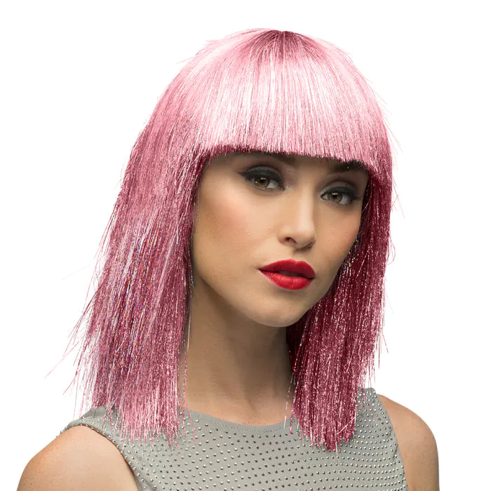 Wig Crazy pink (silver tinsel)