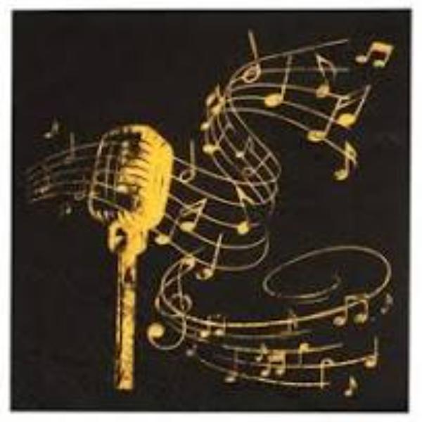 Black and Gold Music 16 Napkins 25cm x 25cm