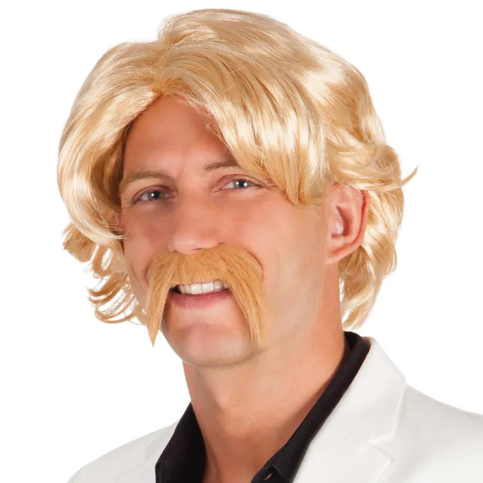 Wig Chuck blond with moustache
