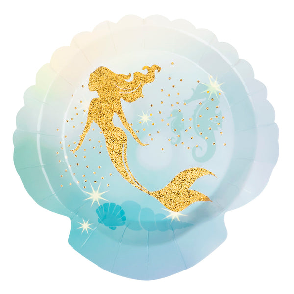 Plates small Blue with Gold Mermaid