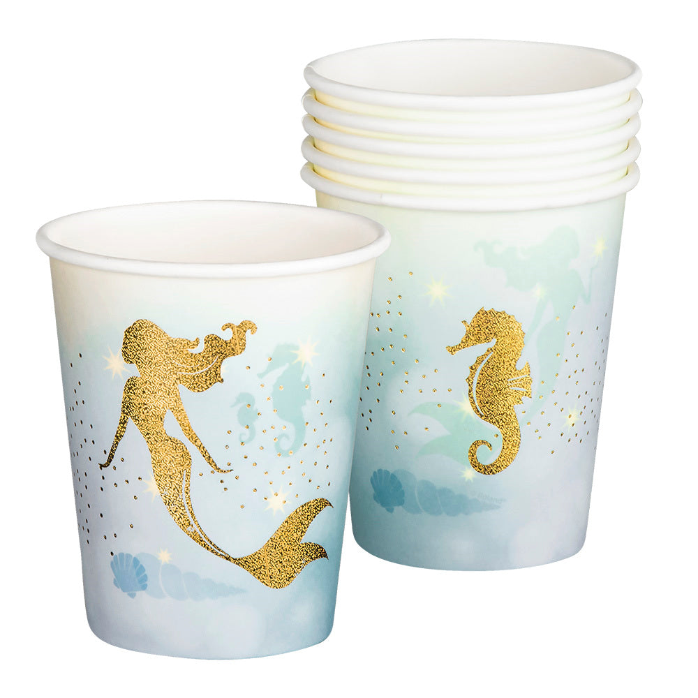 Cups Blue with Gold Mermaid