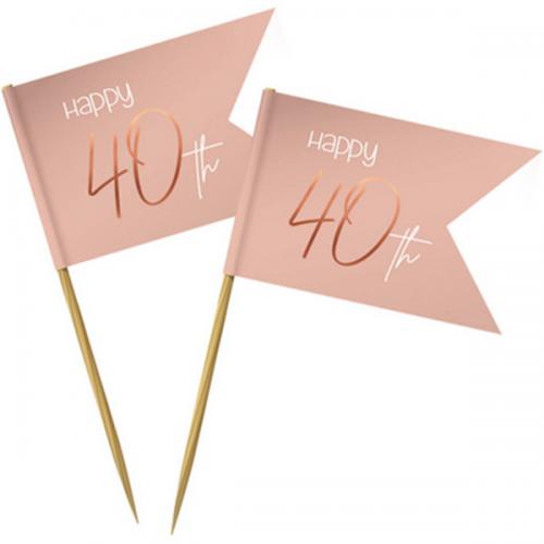 Cocktail Flags Happy 40th Pink